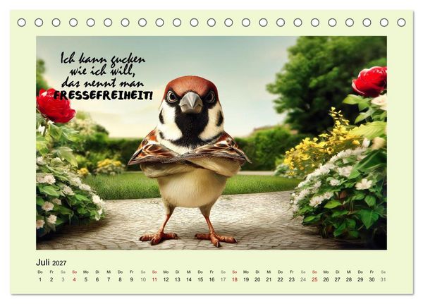 Produktbild: Kesse Spatzen (Tischkalender 2027 DIN A5 quer), CALVENDO Monatskalender