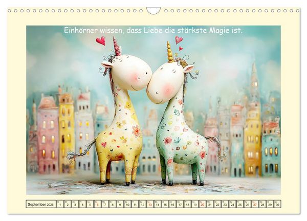 Produktbild: Einhornzauber. Liebliche Unicorn-Weisheiten (Wandkalender 2026 DIN A3 quer), CALVENDO Monatskalender