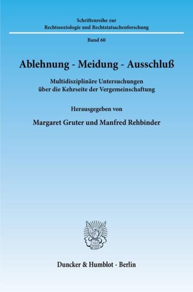 Ablehnung - Meidung - Ausschluß., Taschenbuch von , Duncker & Humblot, 9783428060153