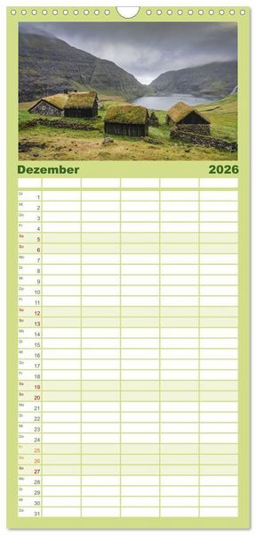 Produktbild: Familienplaner 2026 - F&auml;r&ouml;er &ndash; Faszinierende Inseln im Norden Europas mit 5 Spalten (Wandkalender, 21 x 45 cm) CALVENDO