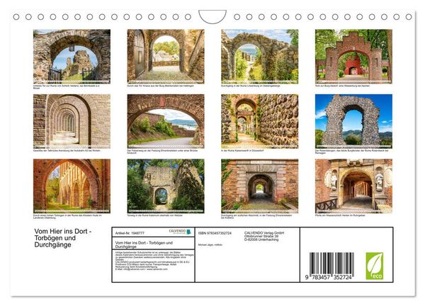 Produktbild: Vom Hier ins Dort - Torb&ouml;gen und Durchg&auml;nge (Wandkalender 2026 DIN A4 quer), CALVENDO Monatskalender