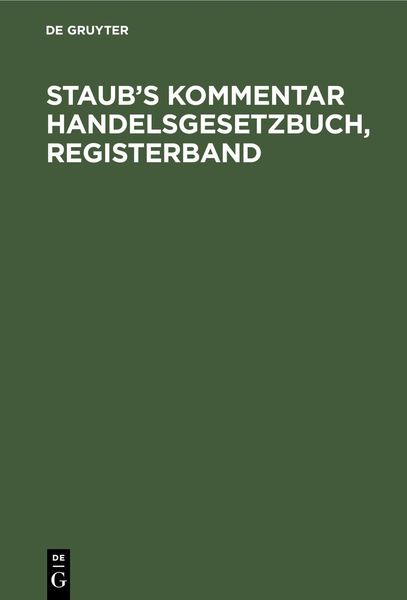 Produktbild: Staub's Kommentar Handelsgesetzbuch, Registerband