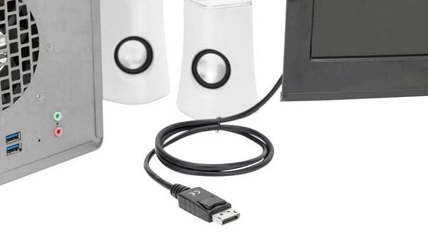 Produktbild: Digitus DisplayPort / HDMI Adapterkabel DisplayPort Stecker, HDMI-A Stecker 1.00 m Schwarz AK-340303-010-S dreifach geschirmt DisplayPort-Kabel