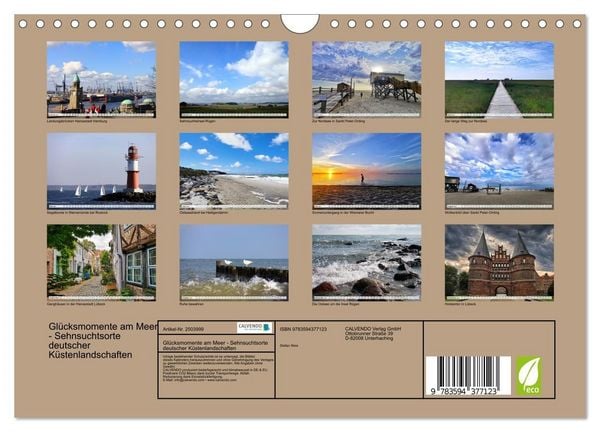 Produktbild: Gl&uuml;cksmomente am Meer - Sehnsuchtsorte deutscher K&uuml;stenlandschaften (Wandkalender 2027 DIN A4 quer), CALVENDO Monatskalender