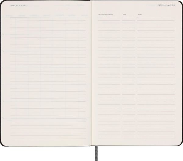 Produktbild: Moleskine undatierter Wochen Notizkalender, L/A5, 1 Wo = 1 Seite, Rechts linierte Seite, Fester Einband mit Textpr&auml;gung gold, Schwarz