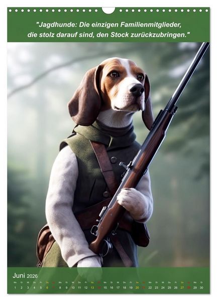 Produktbild: Lustige Jagdhunde mit J&auml;gerlatein (Wandkalender 2026 DIN A3 hoch), CALVENDO Monatskalender