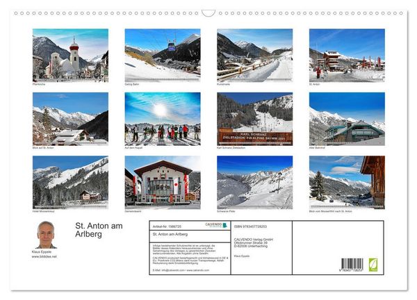 Produktbild: St. Anton am Arlberg (Wandkalender 2026 DIN A2 quer), CALVENDO Monatskalender
