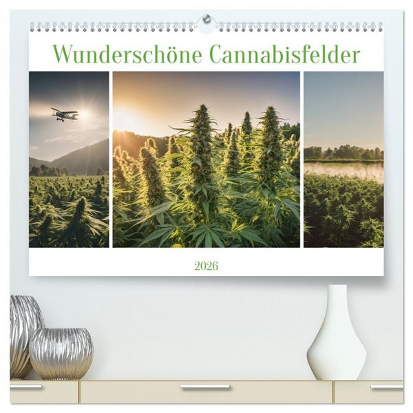 Produktbild: Wundersch&ouml;ne Cannabisfelder (hochwertiger Premium Wandkalender 2026 DIN A2 quer), Kunstdruck in Hochglanz