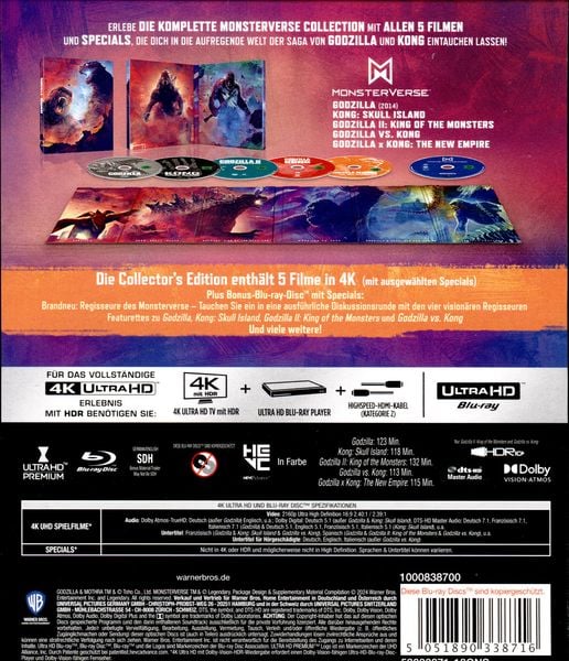 Produktbild: Godzilla Kong Monsterverse 5-Film Collection (4K Ultra HD) (+ Bonus-Blu-ray)