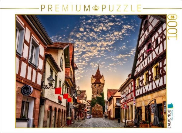 CALVENDO Puzzle Hauptstraße mit historischen Häusern und Fehnturm in Herzogenaurach, Bayern | 1000 Teile Lege-Größe 64x48cm Foto-Puzzle für glückliche Stunden