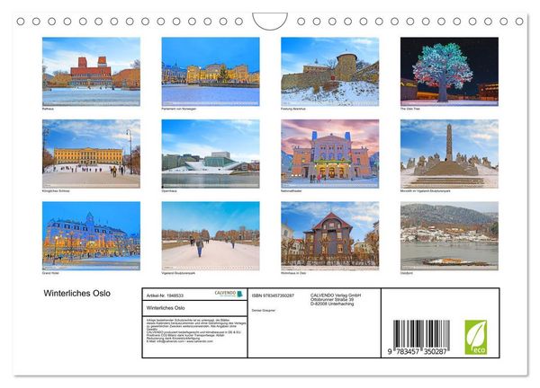 Produktbild: Winterliches Oslo (Wandkalender 2026 DIN A4 quer), CALVENDO Monatskalender