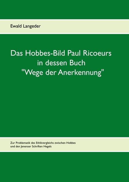 Produktbild: Das Hobbes-Bild Paul Ricoeurs in dessen Buch "Wege der Anerkennung"