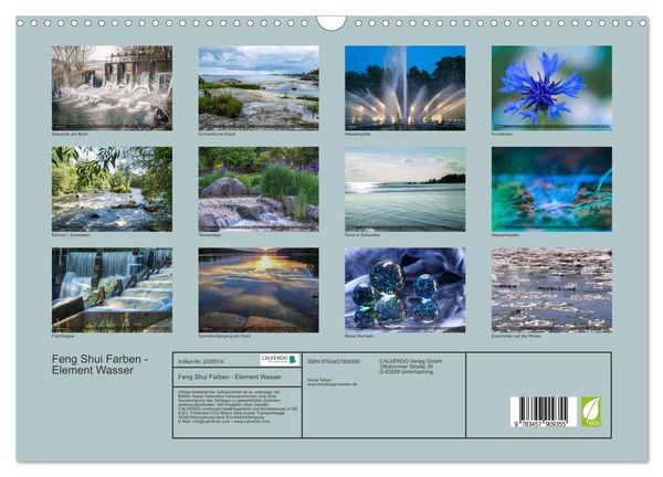 Produktbild: Feng Shui Farben - Element Wasser (Wandkalender 2026 DIN A3 quer), CALVENDO Monatskalender