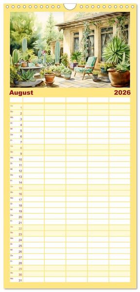 Produktbild: Familienplaner 2026 - Lauschige Gartenecken mit 5 Spalten (Wandkalender, 21 x 45 cm) CALVENDO