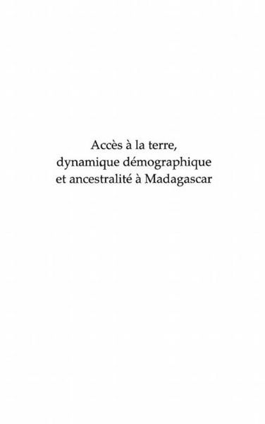 Produktbild: Acces a la terre, dynamique demographiqu
