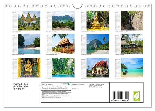 Produktbild: Thailand - Ein bezauberndes K&ouml;nigreich (Wandkalender 2026 DIN A4 quer), CALVENDO Monatskalender