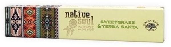 Produktbild: R&auml;ucherst&auml;bchen Green Tree Native Soul "Sweet Grass & Yerba Santa" 15gr.