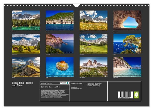 Produktbild: Bella Italia - Berge und Meer (Wandkalender 2026 DIN A3 quer), CALVENDO Monatskalender