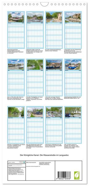 Produktbild: Familienplaner 2026 - Der K&ouml;nigliche Kanal. Die Wasserstra&szlig;e im Languedoc mit 5 Spalten (Wandkalender, 21 x 45 cm) CALVENDO