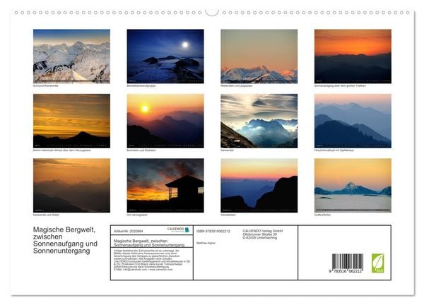 Produktbild: Magische Bergwelt, zwischen Sonnenaufgang und Sonnenuntergang (hochwertiger Premium Wandkalender 2026 DIN A2 quer), Kunstdruck in Hochglanz
