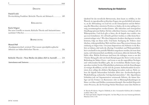 Produktbild: Zeitschrift f&uuml;r kritische Theorie / Zeitschrift f&uuml;r kritische Theorie, Heft 58/59 (2024)