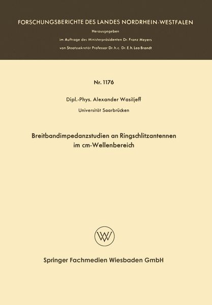 Produktbild: Breitbandimpedanzstudien an Ringschlitzantennen im cm-Wellenbereich