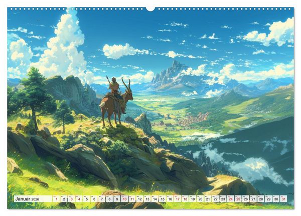 Produktbild: Begegnungen im Anime Zauberland (hochwertiger Premium Wandkalender 2026 DIN A2 quer), Kunstdruck in Hochglanz