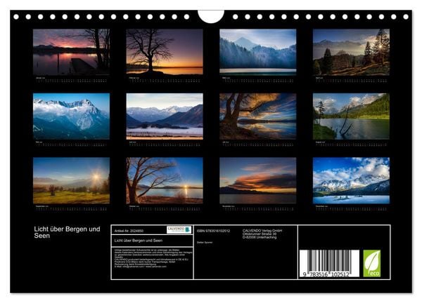 Produktbild: Licht &uuml;ber Bergen und Seen (Wandkalender 2026 DIN A4 quer), CALVENDO Monatskalender