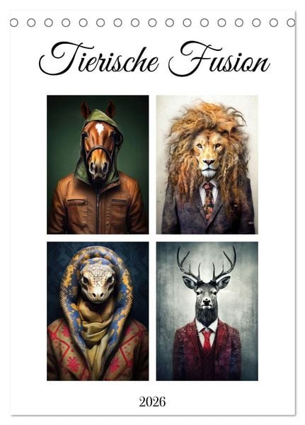 Produktbild: Tierische Fusion (Tischkalender 2026 DIN A5 hoch), CALVENDO Monatskalender