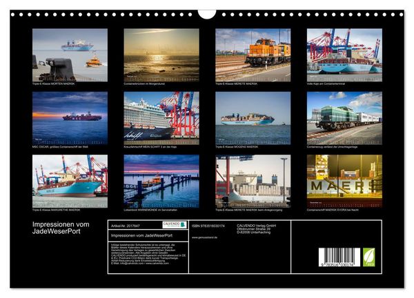 Produktbild: Impressionen vom JadeWeserPort (Wandkalender 2026 DIN A3 quer), CALVENDO Monatskalender