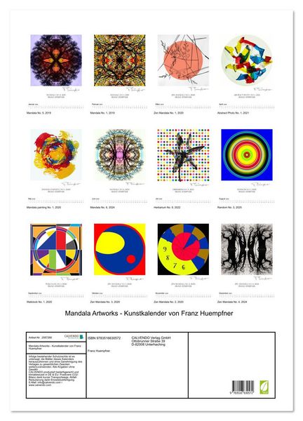 Produktbild: Mandala Artworks - Kunstkalender von Franz Huempfner (Wandkalender 2026 DIN A2 hoch), CALVENDO Monatskalender