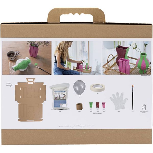 Produktbild: Creativ Company Maxi Kreativ Set Modellieren, Vasen aus Pappmachee-Pulp, sortierte Farben