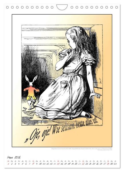 Produktbild: Alice im Wunderland - Weltliteraturkalender (Wandkalender 2026 DIN A4 hoch), CALVENDO Monatskalender