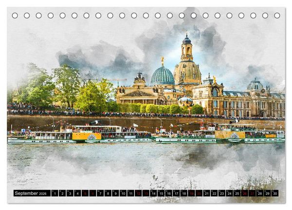 Produktbild: S&auml;chsische Dampfer Aquarelle (Tischkalender 2026 DIN A5 quer), CALVENDO Monatskalender