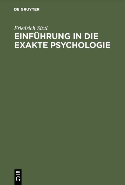Produktbild: Einf&uuml;hrung in die Exakte Psychologie