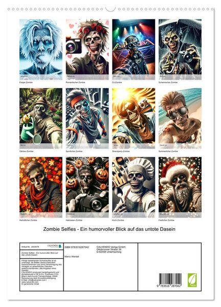 Produktbild: Zombie Selfies - Ein humorvoller Blick auf das untote Dasein (hochwertiger Premium Wandkalender 2026 DIN A2 hoch), Kunstdruck in Hochglanz