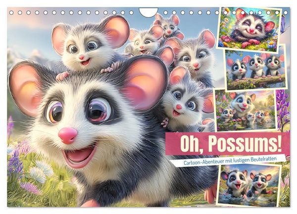Produktbild: Oh, Possums! Cartoon-Abenteuer mit lustigen Beutelratten (Wandkalender 2026 DIN A4 quer), CALVENDO Monatskalender