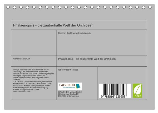 Produktbild: Phalaenopsis - die zauberhafte Welt der Orchideen (Tischkalender 2026 DIN A5 quer), CALVENDO Monatskalender