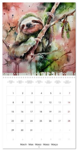 Produktbild: Jolis paresseux (Calendrier mural carr&eacute; 2027 30x30 cm) Calendrier double avec une page pour vos prises de notes