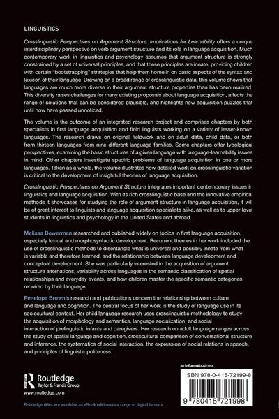 Produktbild: Crosslinguistic Perspectives on Argument Structure