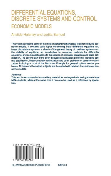 Produktbild: Differential Equations, Discrete Systems and Control