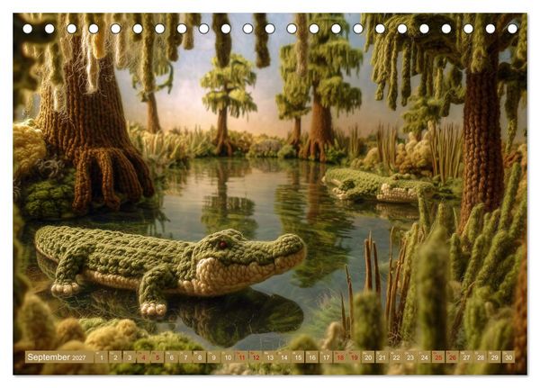 Produktbild: Textile Naturwelten. Amigurumi-&Ouml;kosysteme zZwischen Polarmeer und Savanne (Tischkalender 2027 DIN A5 quer), CALVENDO Monatskalender