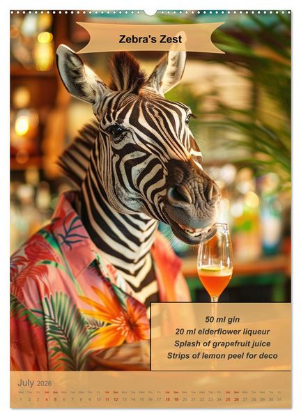 Produktbild: Animal cocktail creations for bartenders (High Quality Premium Wall Calendar 2026 DIN A2 portrait),CALVENDO 12 Month Wall Calendar