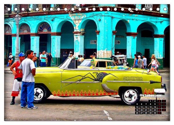 Produktbild: Bunte V&ouml;gel - Originelle Oldtimer in Havanna (Tischkalender 2026 DIN A5 quer), CALVENDO Monatskalender