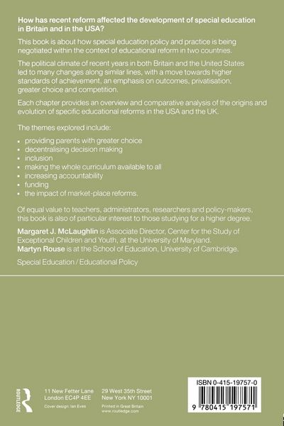 Produktbild: Special Education and School Reform in the United States and Britain