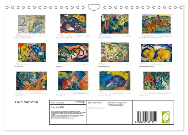 Produktbild: Franz Marc 2026 (Wandkalender 2026 DIN A4 quer), CALVENDO Monatskalender