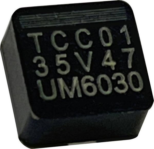 Produktbild: TRU COMPONENTS Elektrolyt-Kondensator SMD 0603 47 &micro;F 35 V 20 % (L x B x H) 6.5 x 6.5 x 3.0 mm 1 St.