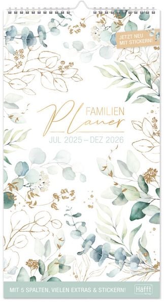 Produktbild: Familienplaner 25/26 Wand-Kalender 5-spaltig 18 Monate [Blattgold]