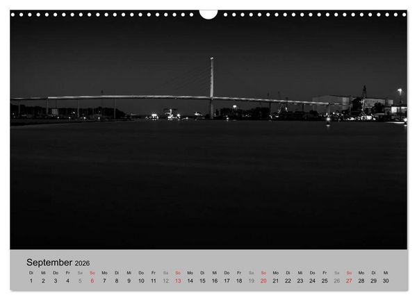 Produktbild: Hansestadt Stralsund bei Nacht (mit GPS-Koordinaten) (Wandkalender 2026 DIN A3 quer), CALVENDO Monatskalender