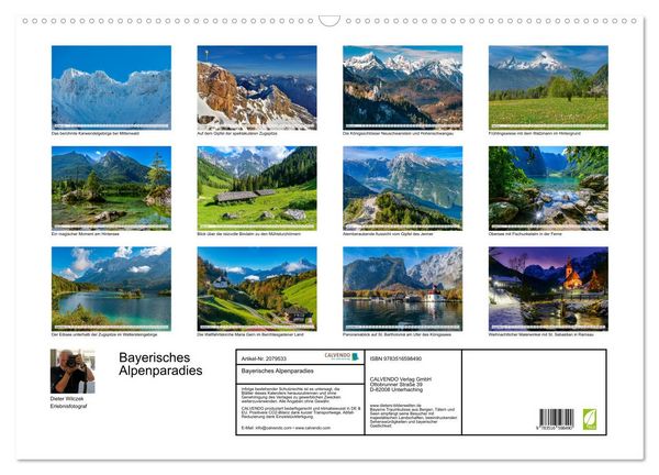 Produktbild: Bayerisches Alpenparadies (Wandkalender 2026 DIN A2 quer), CALVENDO Monatskalender
